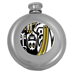 Easter Monster Sinister Happy Magic Rock Mask Face Polka Yellow Round Hip Flask (5 Oz)