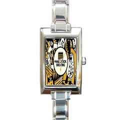 Easter Monster Sinister Happy Magic Rock Mask Face Yellow Magic Rock Rectangle Italian Charm Watch