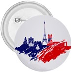 Eiffel Tower Monument Statue Of Liberty France England Red Blue 3  Buttons Front