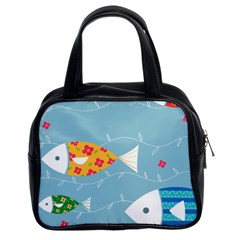 Fish Cute Swim Blue Sea Classic Handbags (2 Sides) by Mariart