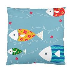 Fish Cute Swim Blue Sea Standard Cushion Case (one Side) by Mariart