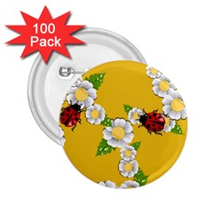 Flower Floral Sunflower Butterfly Red Yellow White Green Leaf 2 25  Buttons (100 Pack) 