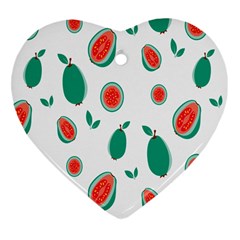 Fruit Green Red Guavas Leaf Ornament (heart) by Mariart