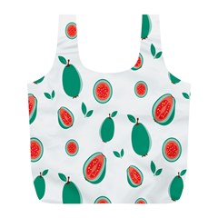 Fruit Green Red Guavas Leaf Full Print Recycle Bags (l)  by Mariart