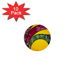 Flower Floral Leaf Star Sunflower Green Red Yellow Brown Sexxy 1  Mini Buttons (10 Pack)  by Mariart