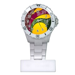 Flower Floral Leaf Star Sunflower Green Red Yellow Brown Sexxy Plastic Nurses Watch by Mariart