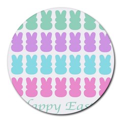 Happy Easter Rabbit Color Green Purple Blue Pink Round Mousepads by Mariart