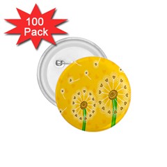 Leaf Flower Floral Sakura Love Heart Yellow Orange White Green 1 75  Buttons (100 Pack)  by Mariart