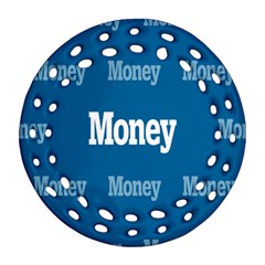 Money White Blue Color Round Filigree Ornament (two Sides) by Mariart