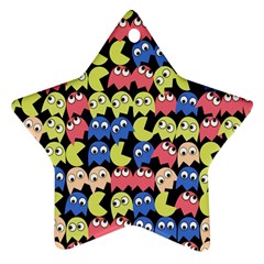Pacman Seamless Generated Monster Eat Hungry Eye Mask Face Color Rainbow Star Ornament (two Sides)