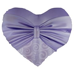 Ribbon Purple Sexy Large 19  Premium Flano Heart Shape Cushions