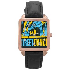 Street Dance R&b Music Rose Gold Leather Watch  by Mariart