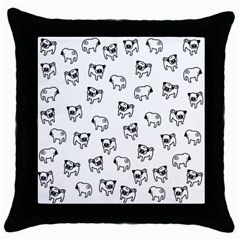 Pug Dog Pattern Throw Pillow Case (black) by Valentinaart