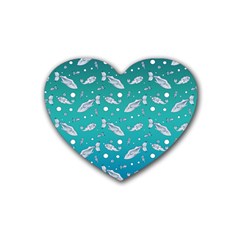 Under The Sea Paisley Rubber Coaster (heart)  by emilyzragz