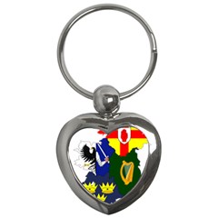 Flag Map Of Provinces Of Ireland  Key Chains (heart)  by abbeyz71