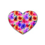 Floral Pattern Background Seamless Rubber Coaster (Heart) 