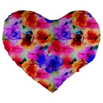 Floral Pattern Background Seamless Large 19  Premium Heart Shape Cushions