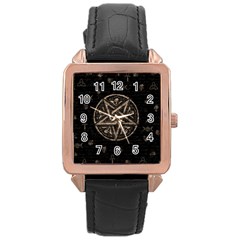 Witchcraft Symbols  Rose Gold Leather Watch  by Valentinaart