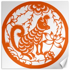 Chinese Zodiac Dog Star Orange Canvas 12  X 12   by Mariart