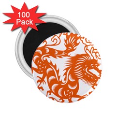 Chinese Zodiac Dragon Star Orange 2 25  Magnets (100 Pack)  by Mariart
