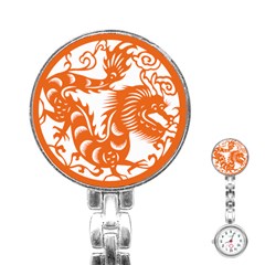 Chinese Zodiac Dragon Star Orange Stainless Steel Nurses Watch by Mariart