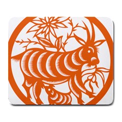 Chinese Zodiac Goat Star Orange Large Mousepads