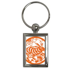 Chinese Zodiac Horoscope Rabbit Star Orange Key Chains (rectangle) 
