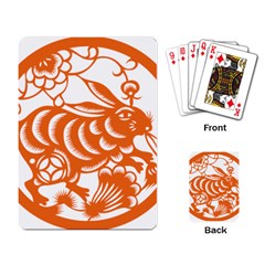 Chinese Zodiac Horoscope Rabbit Star Orange Playing Card by Mariart