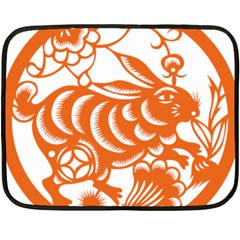 Chinese Zodiac Horoscope Rabbit Star Orange Double Sided Fleece Blanket (mini) 