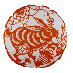 Chinese Zodiac Horoscope Rabbit Star Orange Large 18  Premium Round Cushions by Mariart