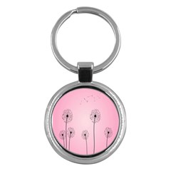 Flower Back Pink Sun Fly Key Chains (round)  by Mariart
