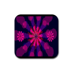 Flower Red Pink Purple Star Sunflower Rubber Coaster (square)  by Mariart