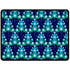 Christmas Tree Snow Green Blue Double Sided Fleece Blanket (large)  by Mariart