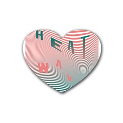 Heat Wave Chevron Waves Red Green Heart Coaster (4 Pack)  by Mariart