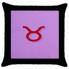 Illustrated Zodiac Purple Red Star Polka Circle Throw Pillow Case (black) by Mariart