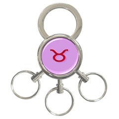 Illustrated Zodiac Purple Red Star Polka Circle 3-ring Key Chains