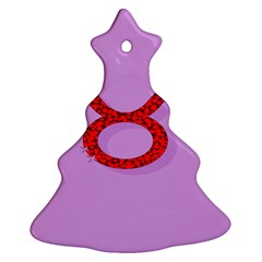 Illustrated Zodiac Purple Red Star Polka Circle Christmas Tree Ornament (two Sides)