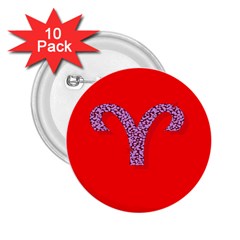 Illustrated Zodiac Red Star Purple 2 25  Buttons (10 Pack) 