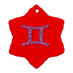 Illustrated Zodiac Red Purple Star Polka Dot Grey Snowflake Ornament (two Sides) by Mariart