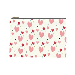 Love Heart Pink Polka Valentine Red Black Green White Cosmetic Bag (large)  by Mariart