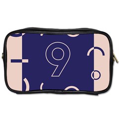 Number 9 Blue Pink Circle Polka Toiletries Bags 2-side