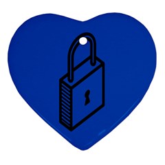Padlock Love Blue Key Heart Ornament (two Sides)