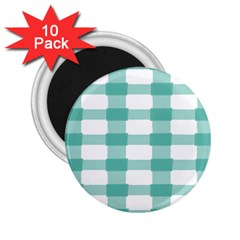 Plaid Blue Green White Line 2 25  Magnets (10 Pack) 