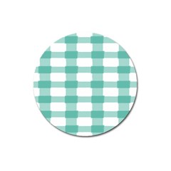 Plaid Blue Green White Line Magnet 3  (round) by Mariart