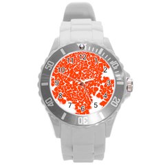 Red Spot Paint White Round Plastic Sport Watch (l) by Mariart