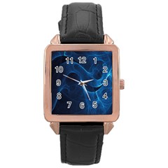Smoke White Blue Rose Gold Leather Watch  by Mariart