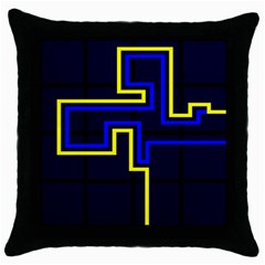 Tron Light Walls Arcade Style Line Yellow Blue Throw Pillow Case (black) by Mariart