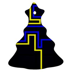 Tron Light Walls Arcade Style Line Yellow Blue Christmas Tree Ornament (two Sides) by Mariart