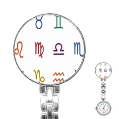 Twelve Signs Zodiac Color Star Stainless Steel Nurses Watch by Mariart