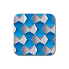 Blue White Grey Chevron Rubber Coaster (square)  by Mariart
